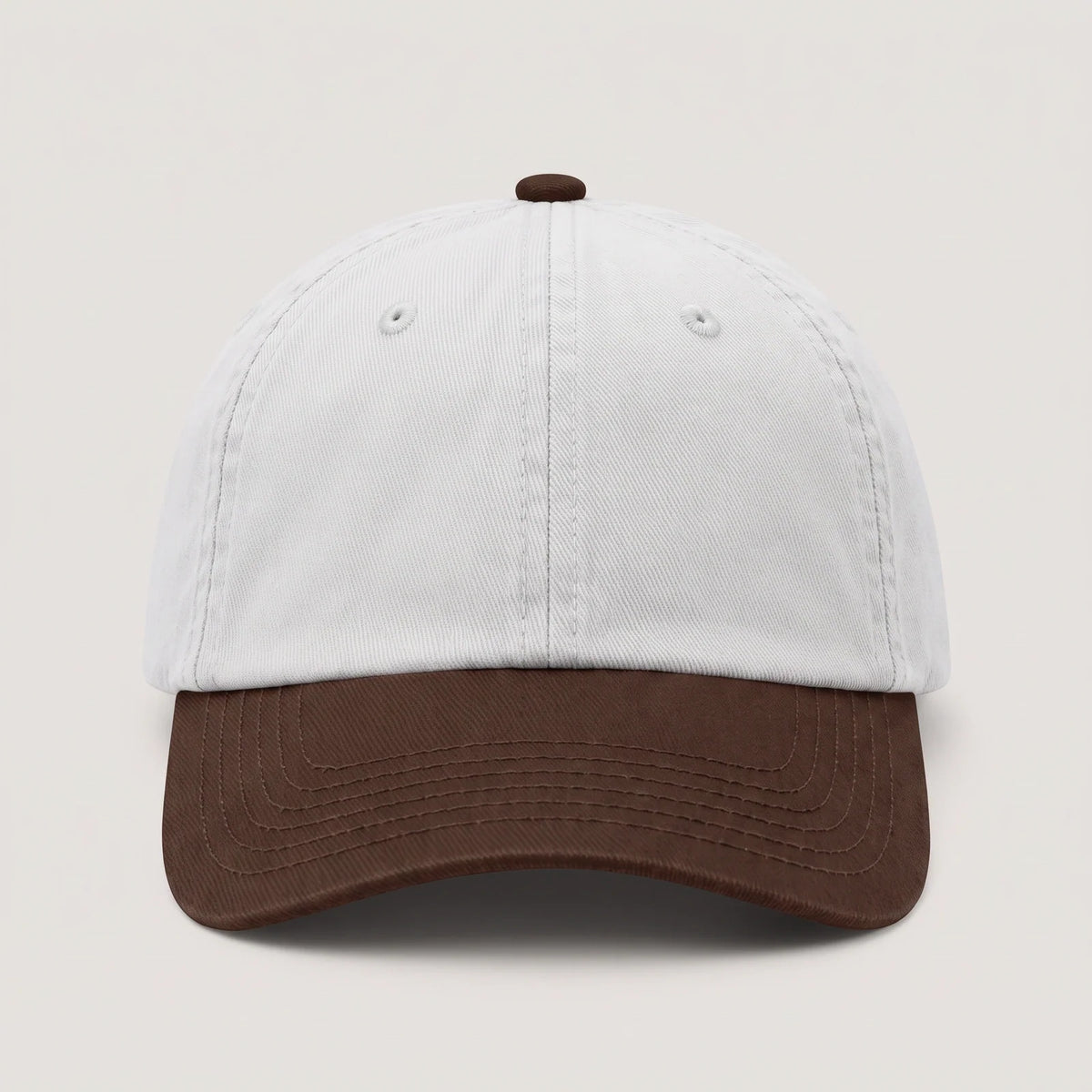 White and Brown Two Tone Dad Cap, No Logo