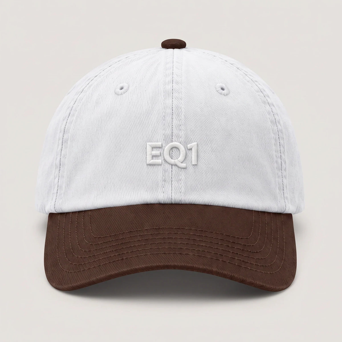 White and Brown Two Tone Dad Cap for Men