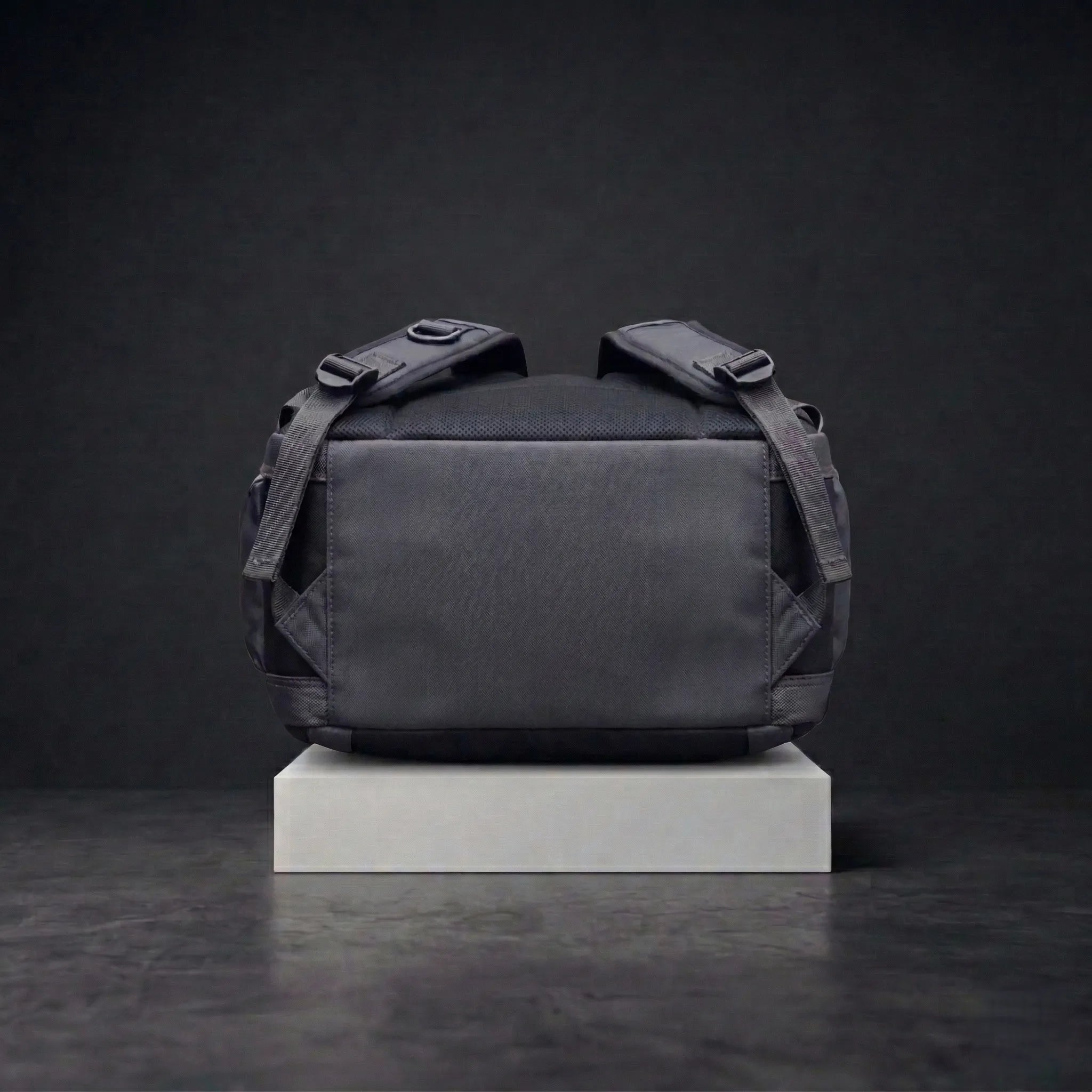 Black backpack bottom view