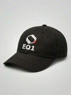 Stealth black EQ1 canvas baseball cap with clean minimalist design