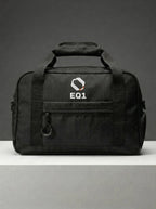 Front view of EQ1 Core Duffel bag in stealth black design