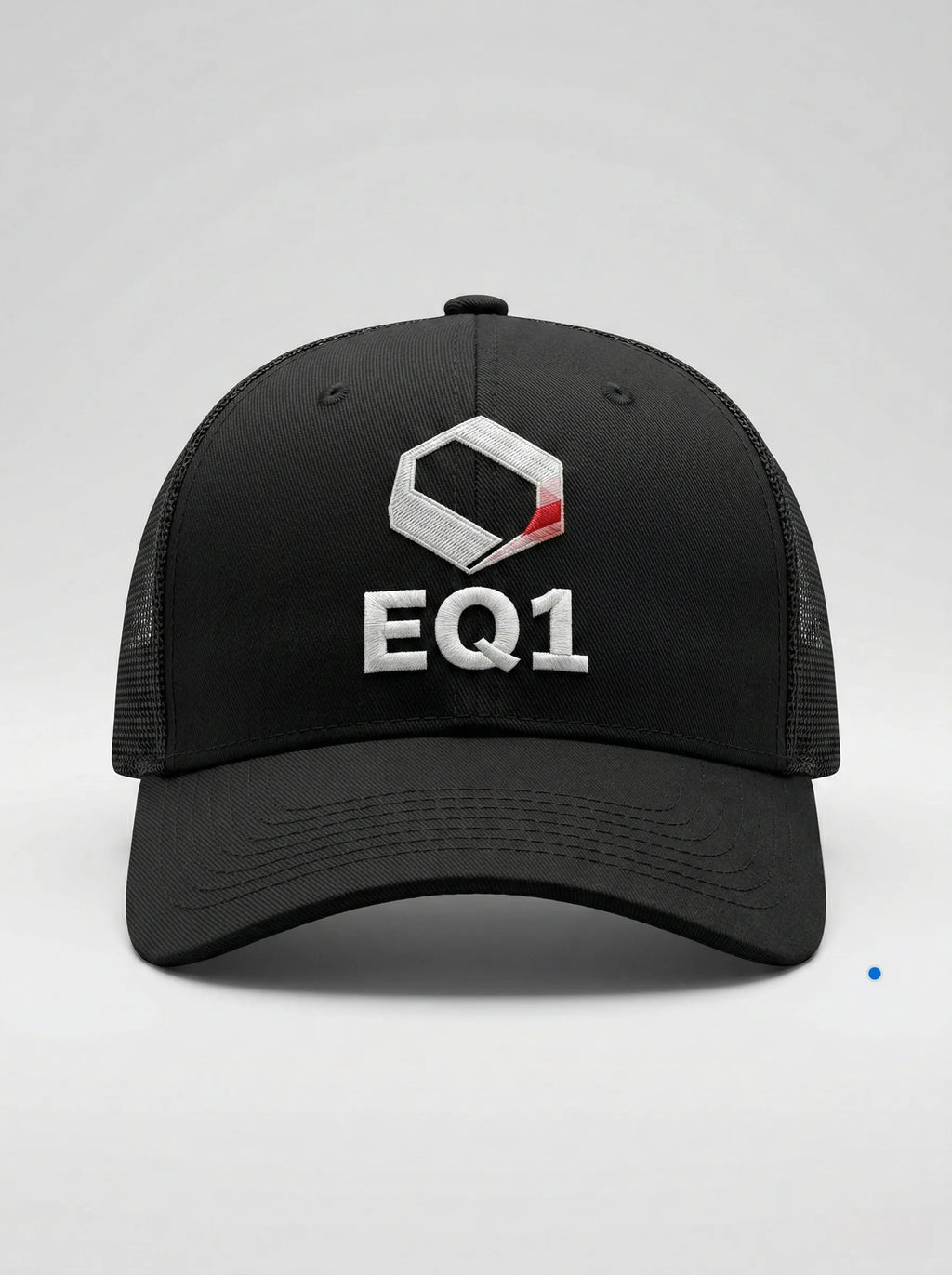 Black trucker baseball cap with breathable mesh design