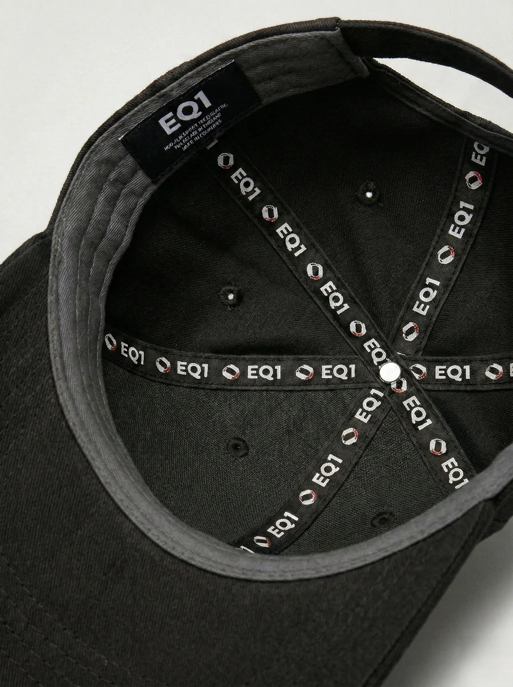 Internal view of black baseball cap