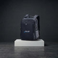 Close-up of Pulse backpack logo and front detailing