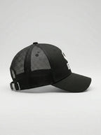 Black EQ1 trucker cap side view