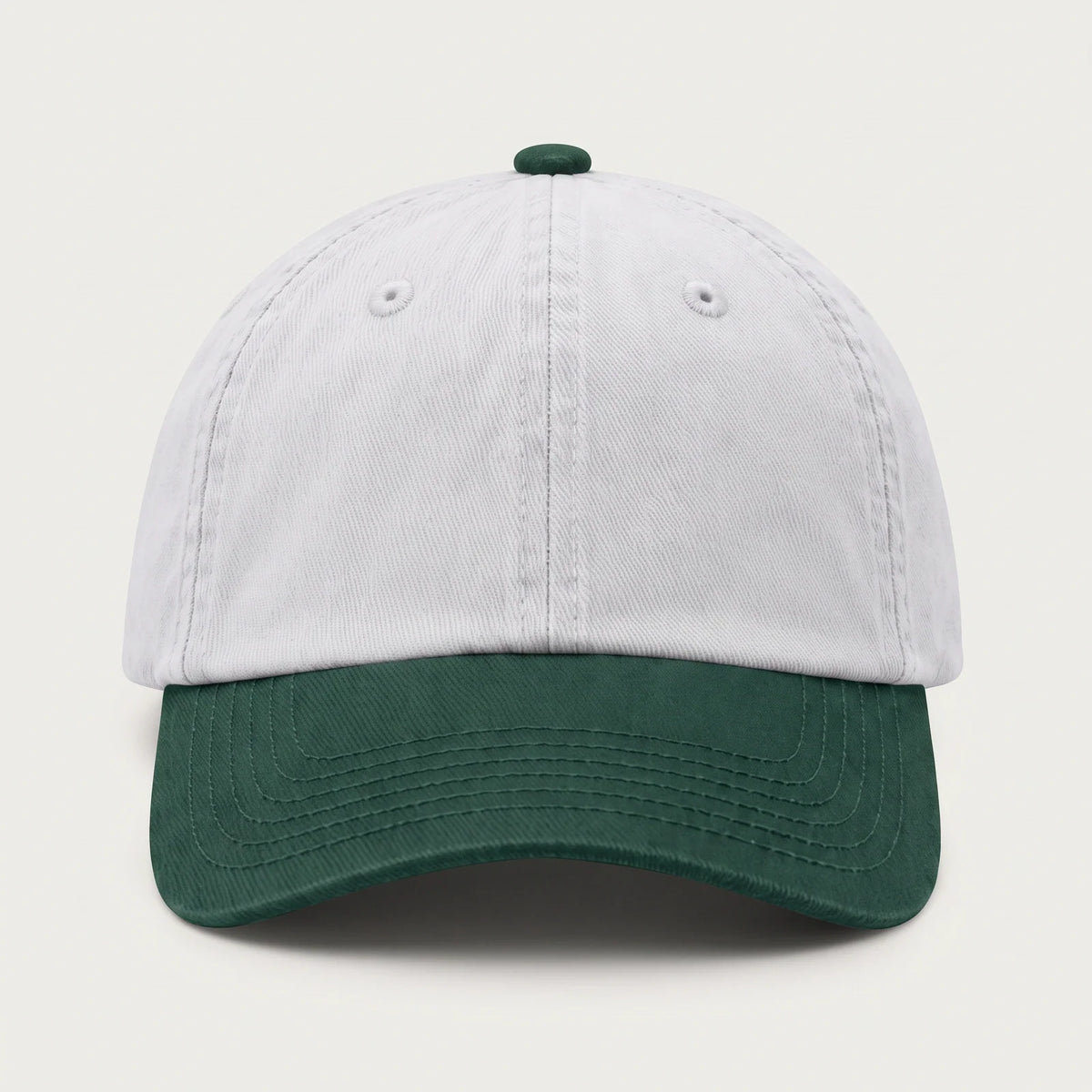 White and Forest Two Tone Dad Cap, No Logo