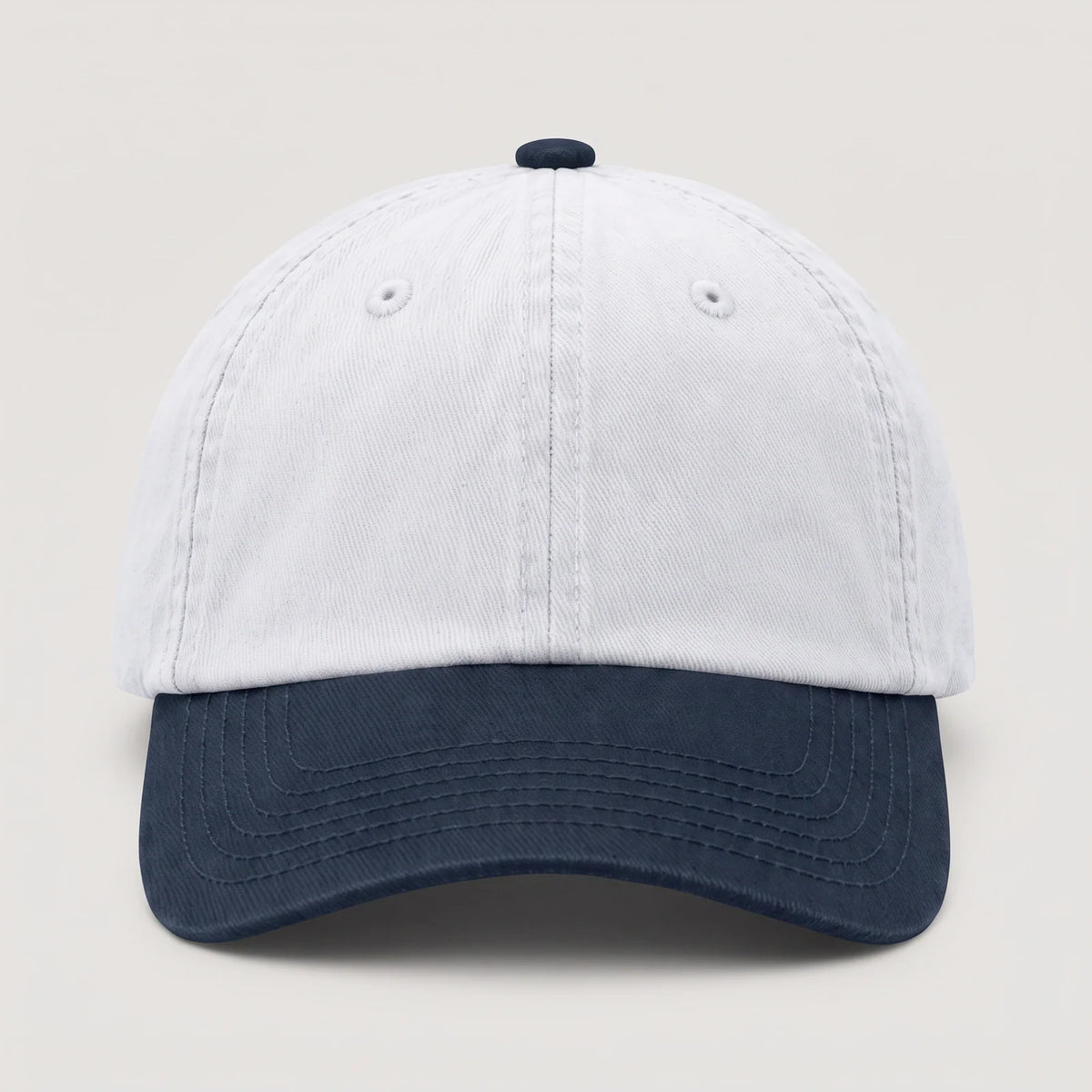 White and Navy Two Tone Dad Cap, No Logo