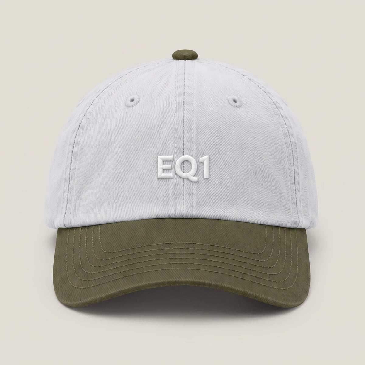 White and Olive Two Tone Dad Cap for Men
