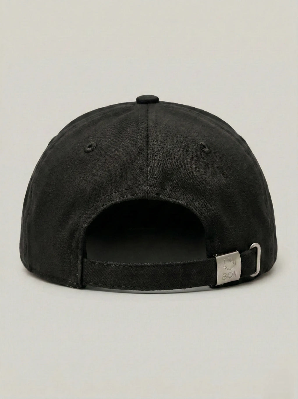 Back view of black baseball cap