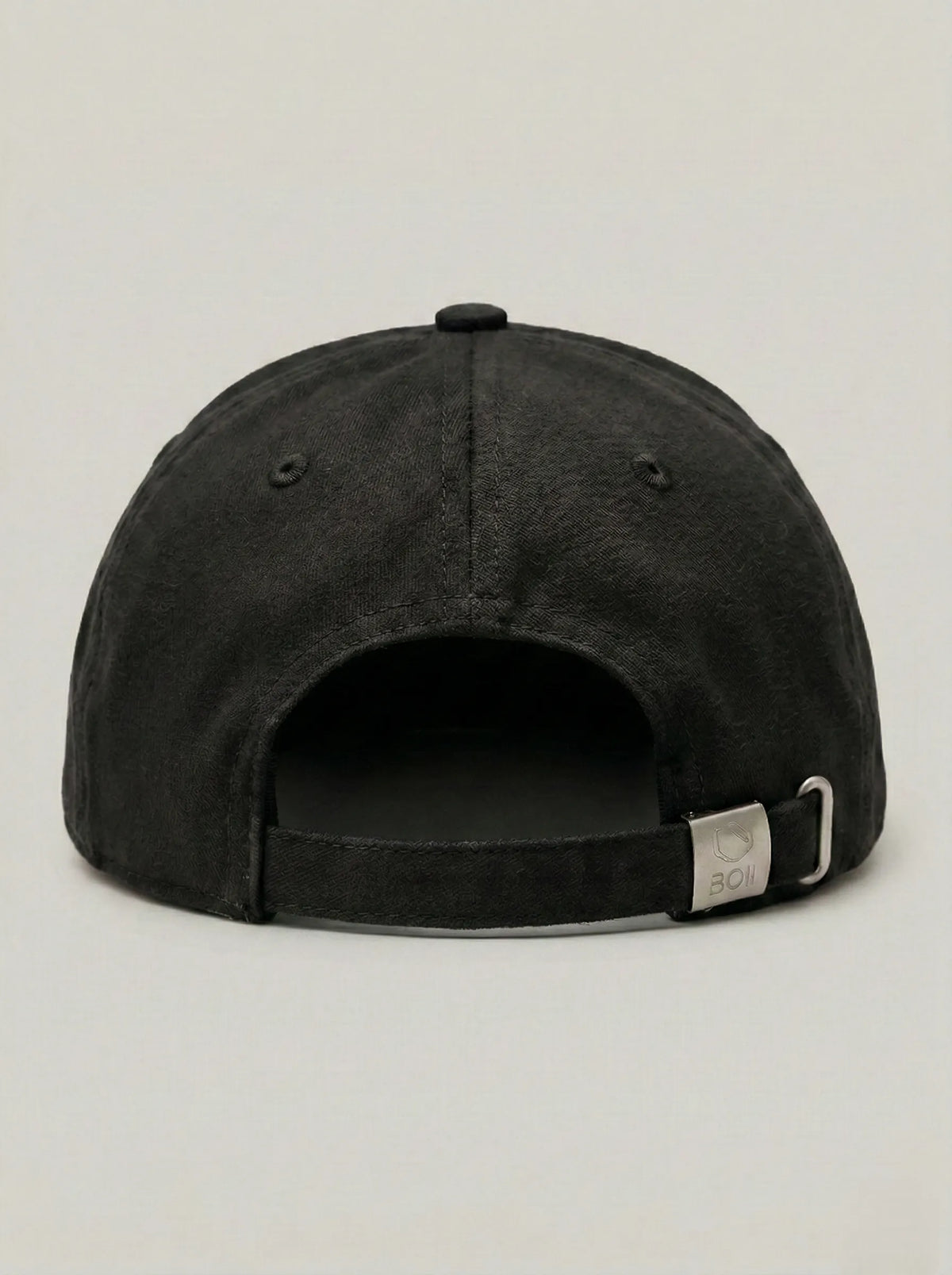 Back view of black baseball cap