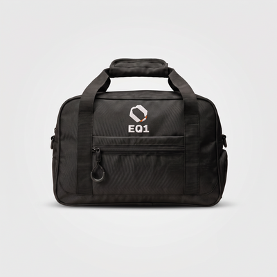 EQ1 Core Duffel in stealth black with side shoe compartment