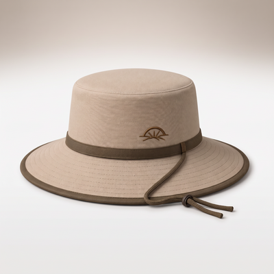 EQ1 Horizon Boonie Hat in sand canvas with olive binding