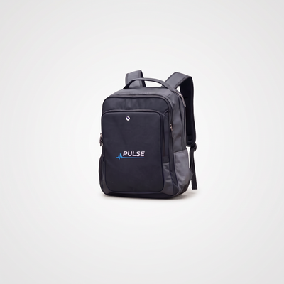 PULSE Hybrid Business Backpack in charcoal grey with navy accents