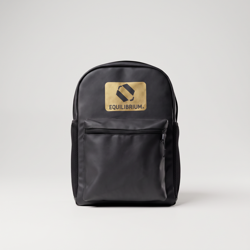 EQ1 Signature Elite Backpack in matte black with gold insignia