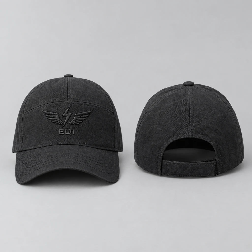 EQ1 After Dark Tonal Biker Cap, Charcoal Black