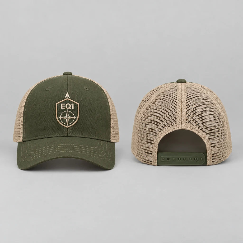 EQ1 Outland Crest Mesh Trucker, Olive Green / Sand