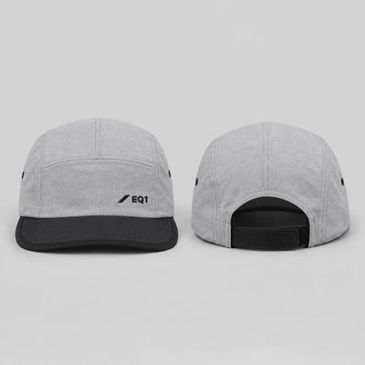 EQ1 Aero Pulse Low Profile Cap in silver grey and black, front and back