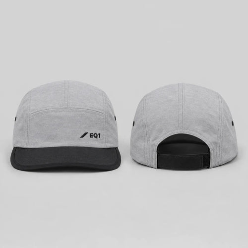 EQ1 Aero Pulse Low Profile Cap in silver grey and black, front and back