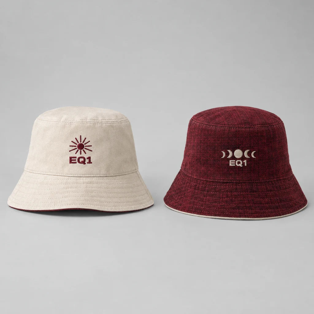EQ1 Flip State Reversible Bucket Hat, Bone / Burgundy