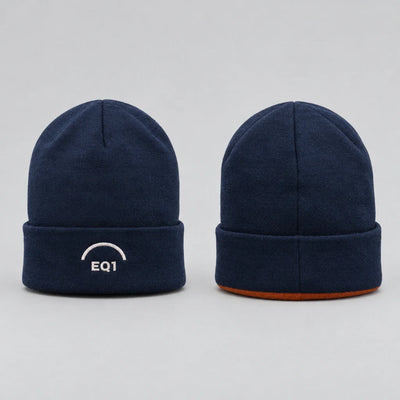 EQ1 Two Worlds Reversible Watch Cap in navy and rust, both sides