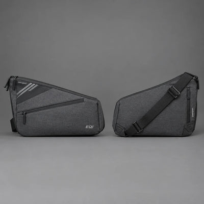 EQ1 Essential Shift Sling in heather graphite, front and side
